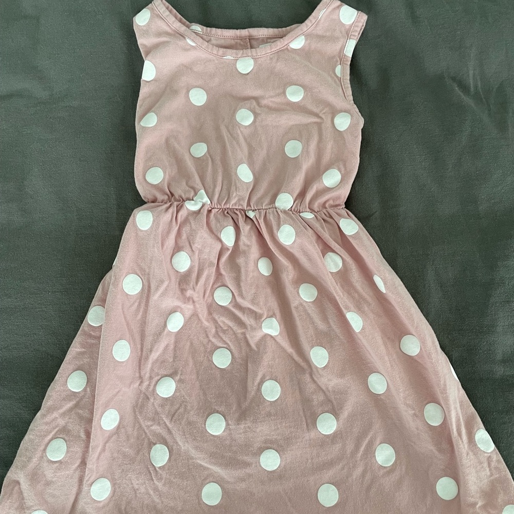 Gap Kids Girls Pink & White Polka Dot Sleeveless Dress Size S 6-7
